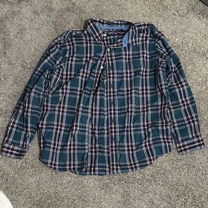 Chaps Men's Blue and Red Plaid Button-Down Shirt